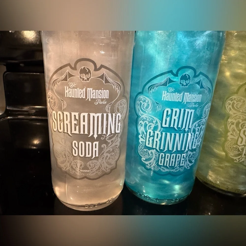 Disney Cruise Treasure Haunted Mansion Parlor 4 Soda Bottle SET NEW Sealed RARE